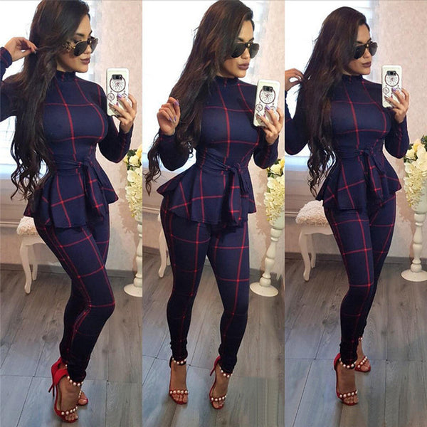 Plaid Print Bodycon Jumpsuit-Bodysuits-WoahhNelly-Sky blue-L-WoahhNelly