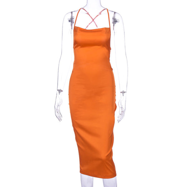 Long Satin Dress-Dresses-WoahhNelly-Orange-S-WoahhNelly