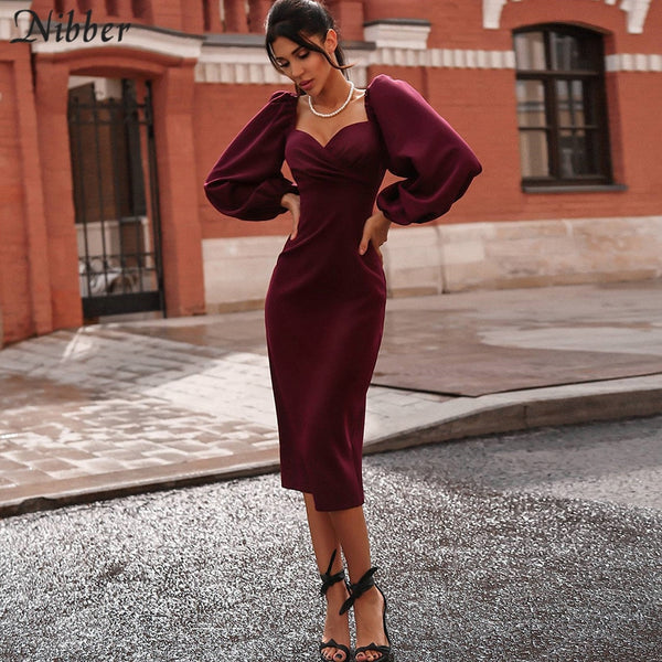 Off-Shoulder Bodycon Dress-Dresses-WoahhNelly-Burgundy-M-WoahhNelly