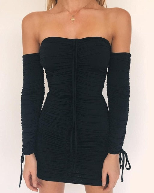 Off-Shoulder Bandage Dress-Dresses-WoahhNelly-Black-L-WoahhNelly
