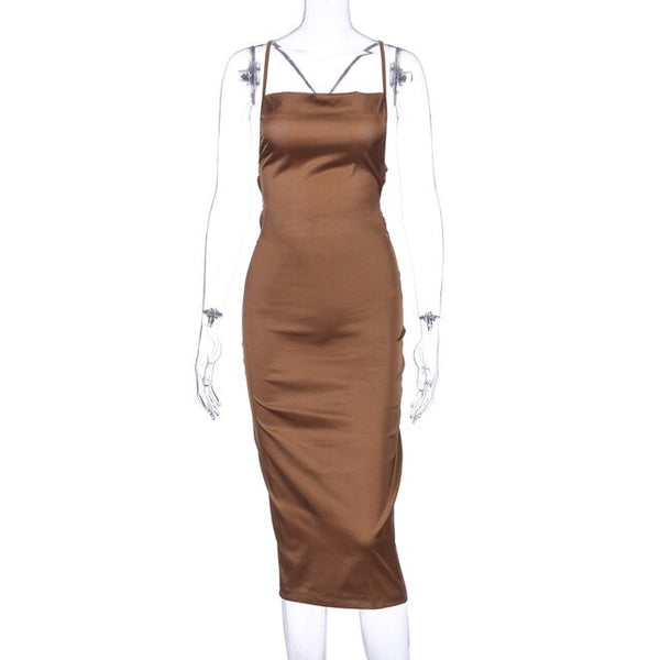 Long Satin Dress-Dresses-WoahhNelly-Brown-S-WoahhNelly